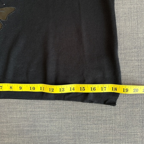 La Madona Black Embellished Butterfly Sweater – Sequin & Satin Appliqué V-Neck - Picture 8 of 8